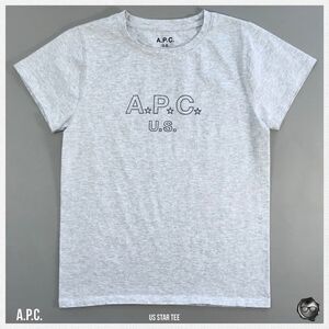 A.P.C. U.S. STAR LOGO TEE IN GREY MELANGE 2017 U.S. CAPSULE COLLECTION WOMEN NWT